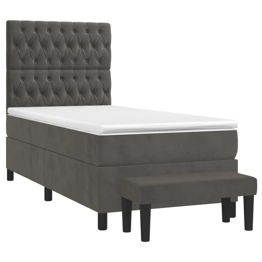 Sommier à lattes de lit et matelas Gris foncé 80x200 cm Velours - 3