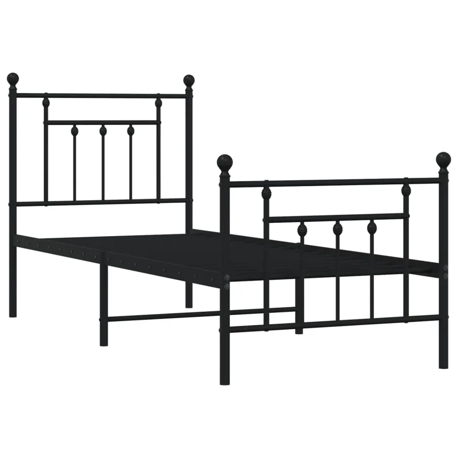 Cadre de lit métal sans matelas avec pied de lit noir 75x190 cm - 3