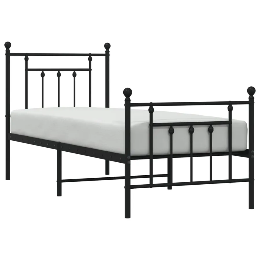 Cadre de lit métal sans matelas avec pied de lit noir 75x190 cm - 5