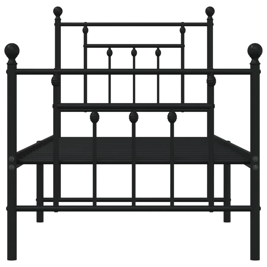 Cadre de lit métal sans matelas avec pied de lit noir 75x190 cm - 6