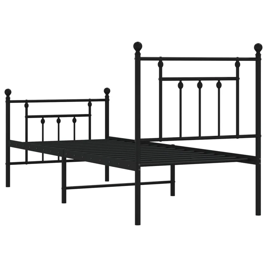 Cadre de lit métal sans matelas avec pied de lit noir 75x190 cm - 8