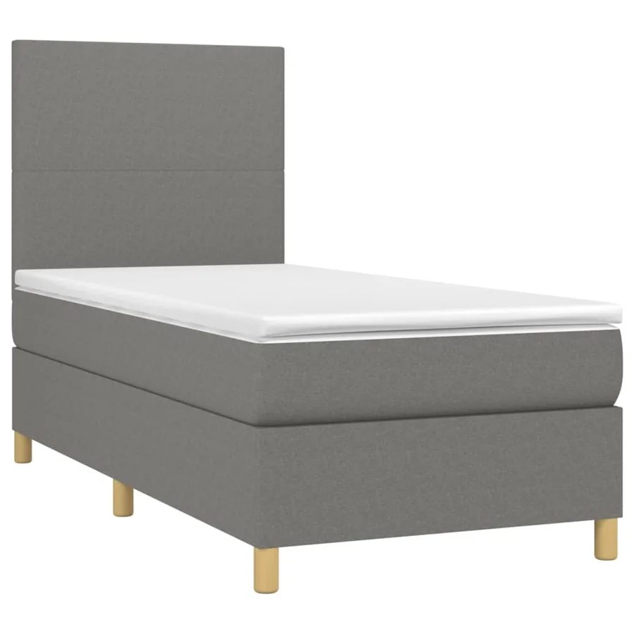 Sommier à lattes de lit avec matelas et LED Gris foncé 80x200cm - 3
