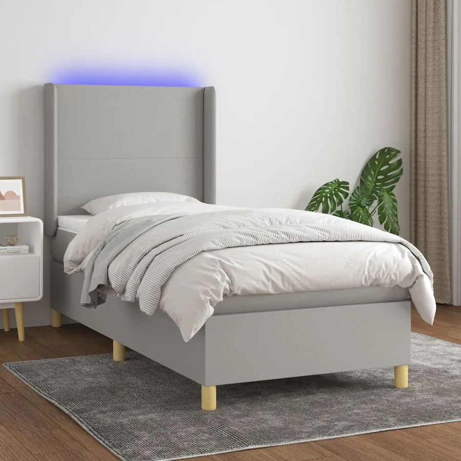 Sommier à lattes de lit matelas LED Gris clair 80x200cm Tissu