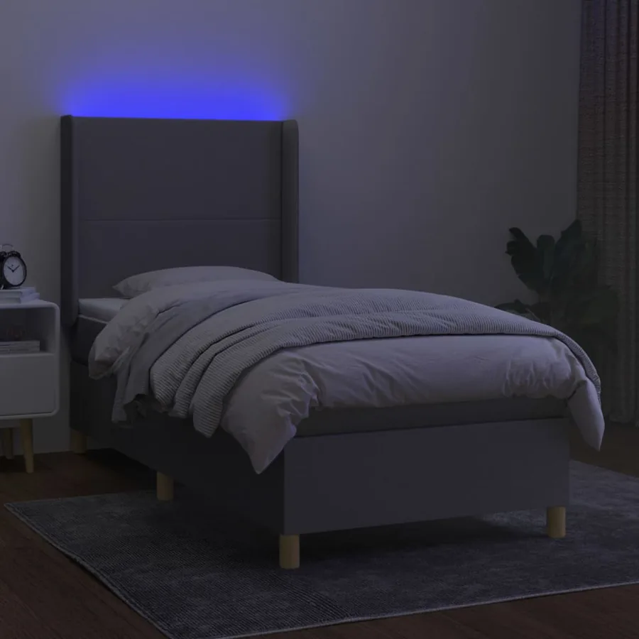 Sommier à lattes de lit matelas LED Gris clair 80x200cm Tissu - 3