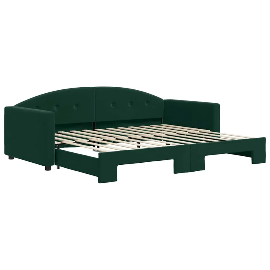 Lit de jour avec gigogne sans matelas vert foncé 90x200 cm - 2