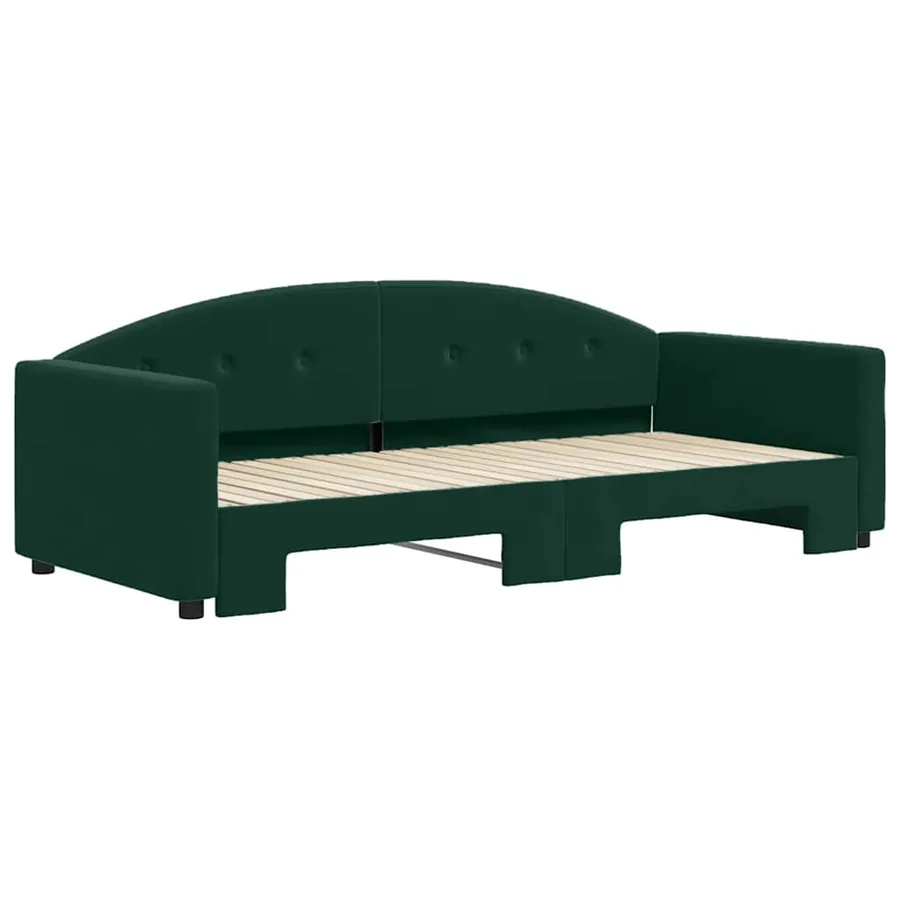Lit de jour avec gigogne sans matelas vert foncé 90x200 cm - 3