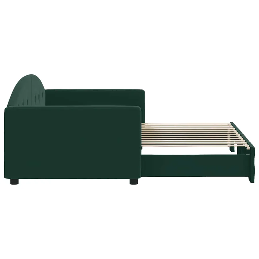 Lit de jour avec gigogne sans matelas vert foncé 90x200 cm - 4