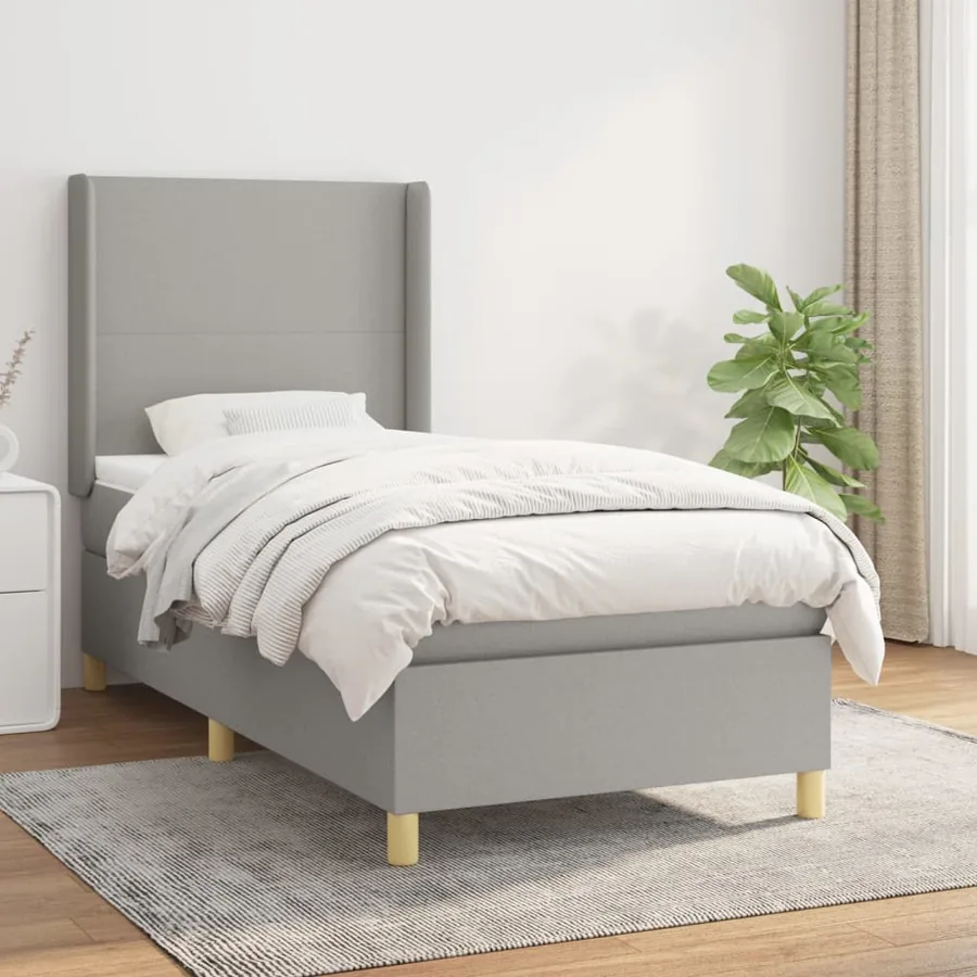 Sommier à lattes de lit avec matelas Gris clair 80x200 cm Tissu