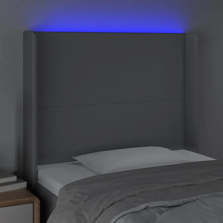 Tête de lit à LED Gris clair 83x16x118/128 cm Tissu - 4