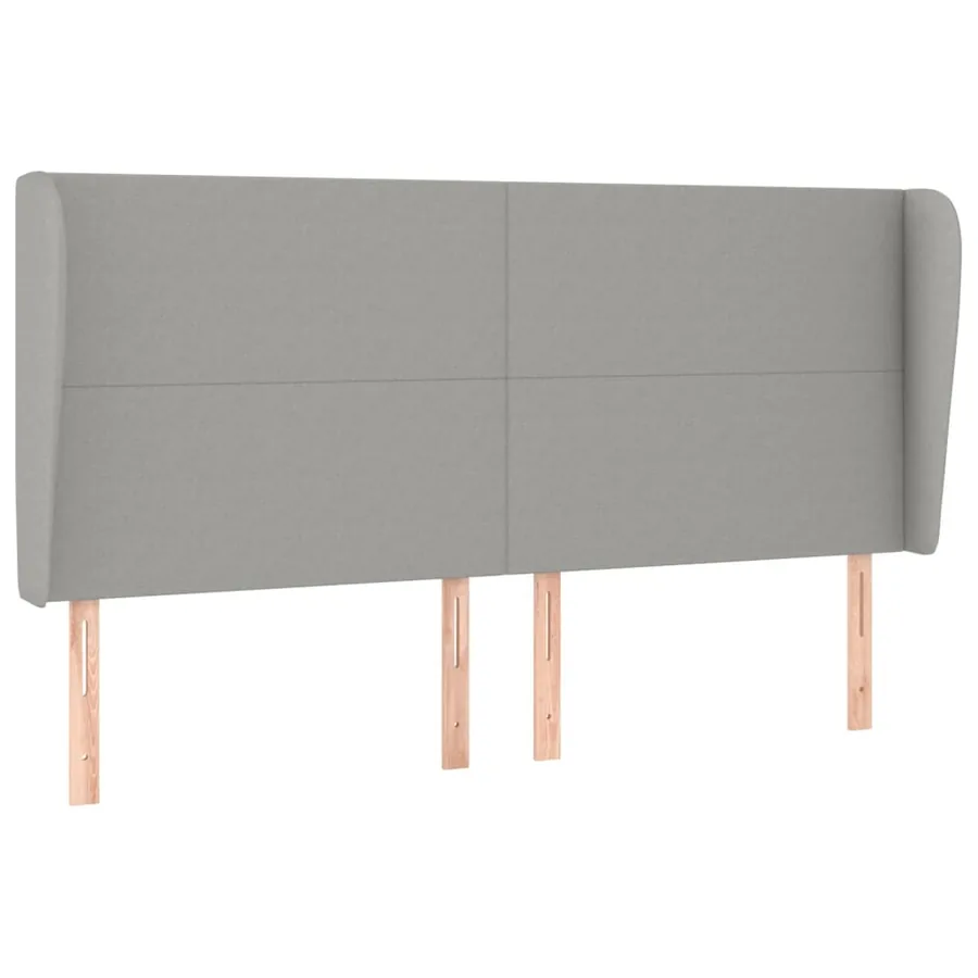Tête de lit avec oreilles Gris clair 163x23x118/128 cm Tissu - 2
