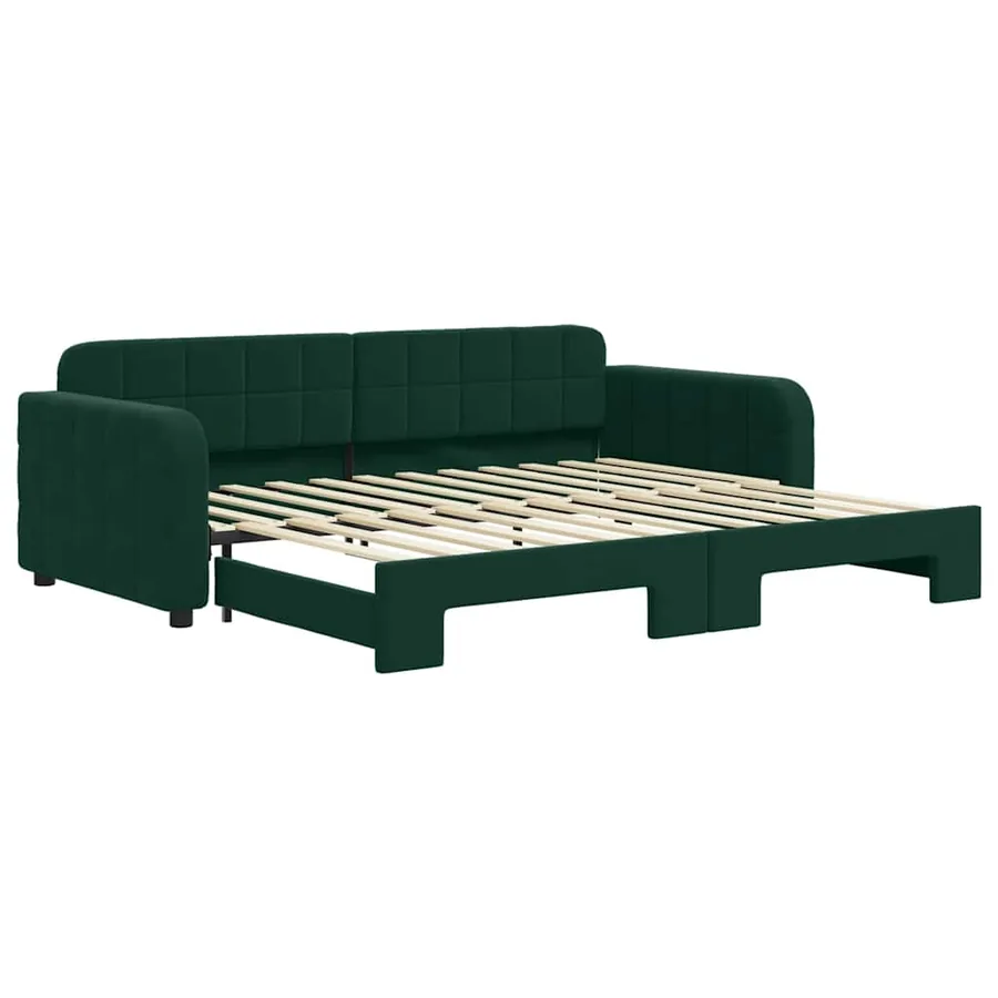 Lit de jour avec gigogne sans matelas vert foncé 90x200 cm - 2