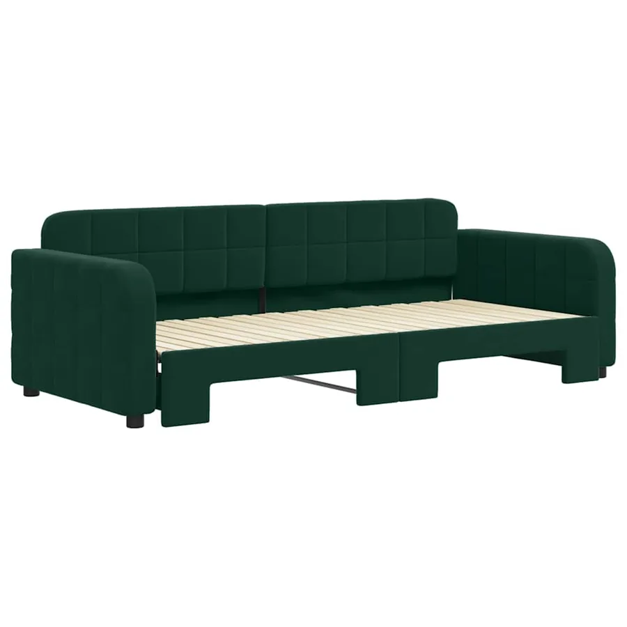 Lit de jour avec gigogne sans matelas vert foncé 90x200 cm - 3