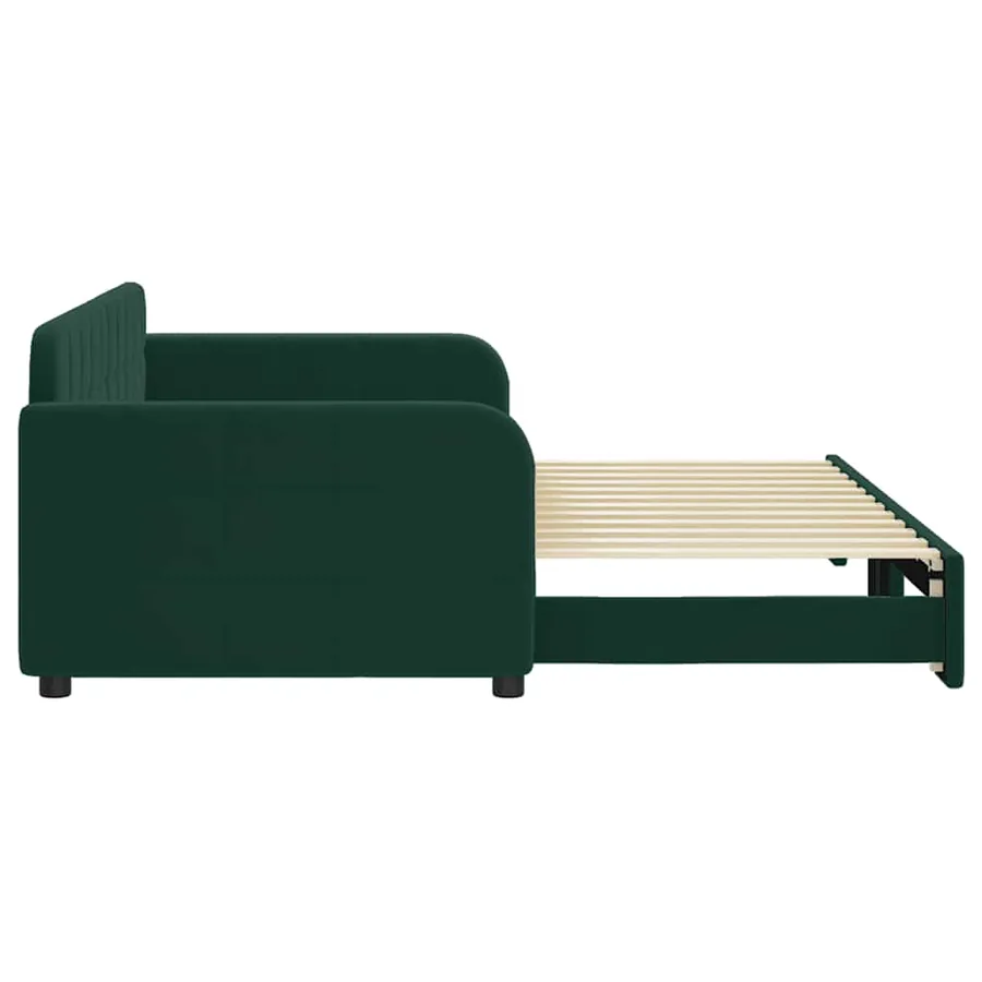Lit de jour avec gigogne sans matelas vert foncé 90x200 cm - 4
