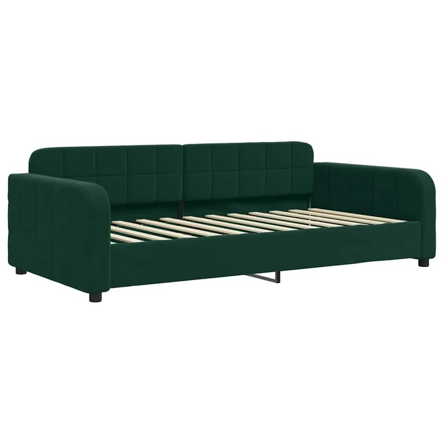 Lit de jour avec gigogne sans matelas vert foncé 90x200 cm - 6
