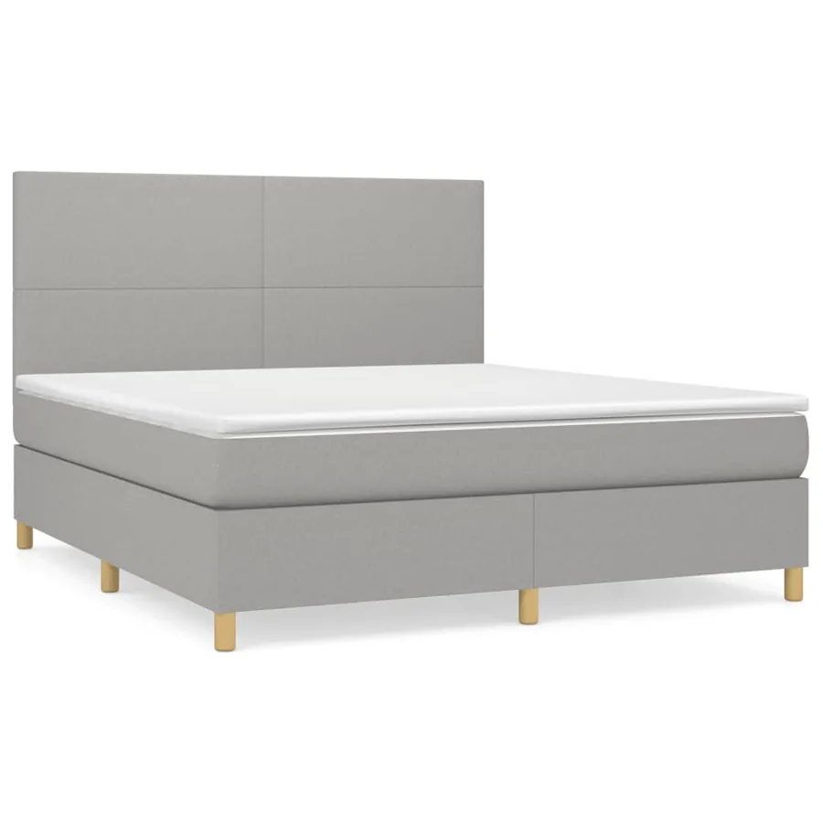 Sommier à lattes de lit avec matelas Gris clair 160x200cm Tissu - 2