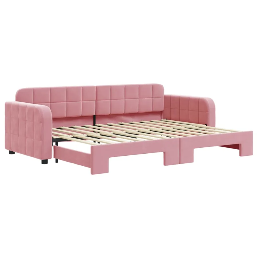 Lit de jour avec gigogne sans matelas rose 80x200 cm - 2