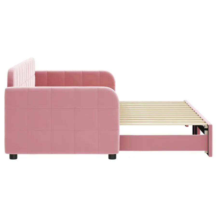 Lit de jour avec gigogne sans matelas rose 80x200 cm - 4
