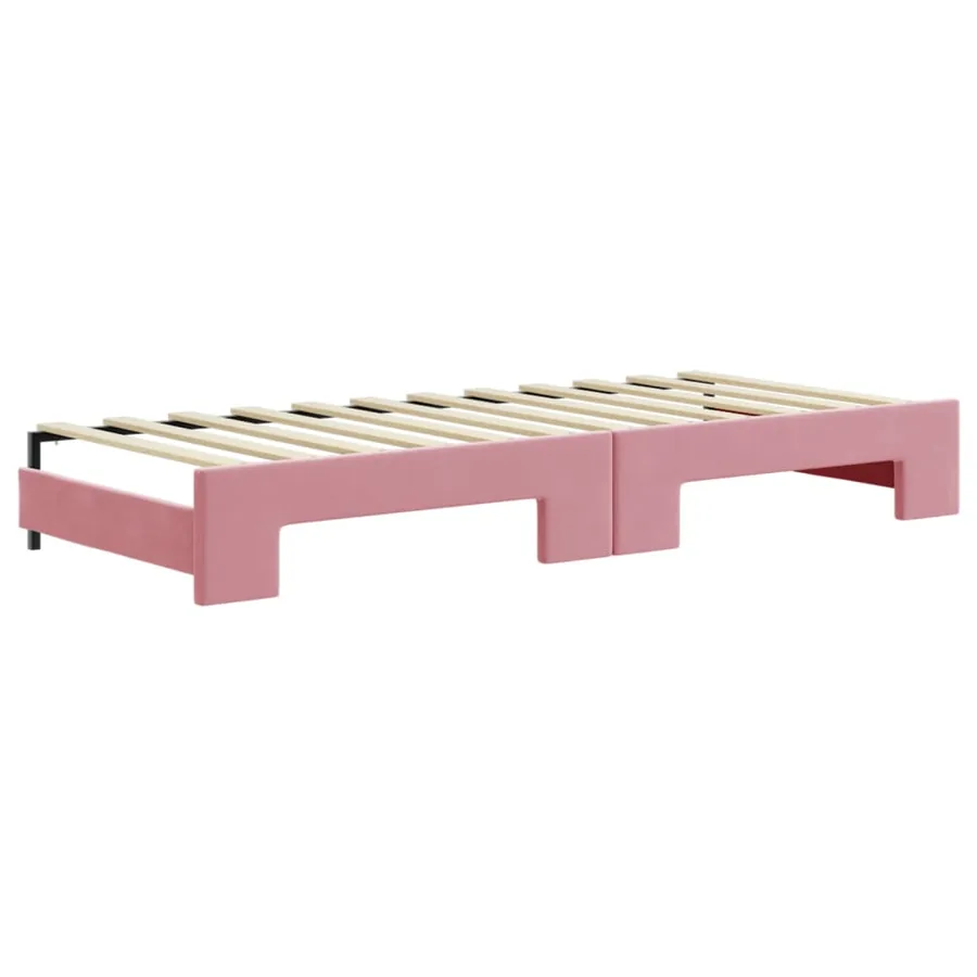 Lit de jour avec gigogne sans matelas rose 80x200 cm - 8