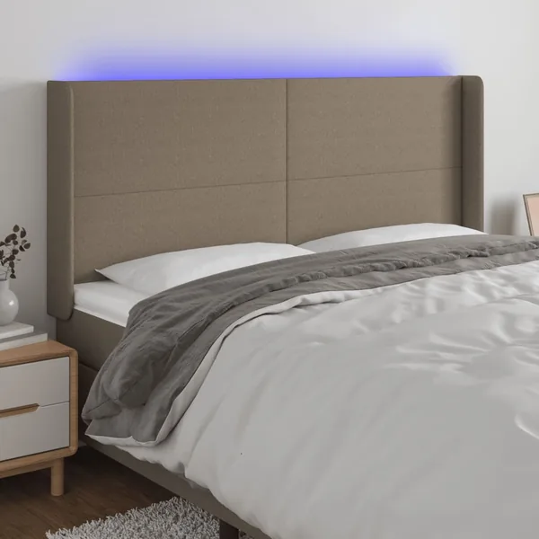 Tête de lit à LED Taupe 203x16x118/128 cm Tissu