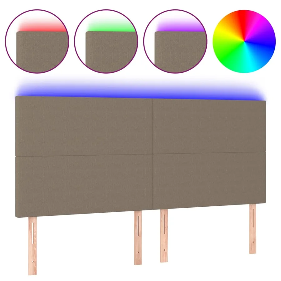 Tête de lit à LED Taupe 200x5x118/128 cm Tissu - 2