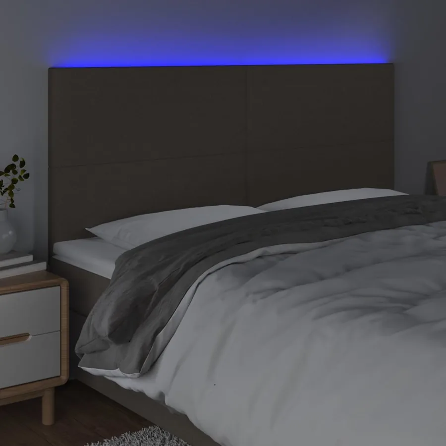 Tête de lit à LED Taupe 200x5x118/128 cm Tissu - 3