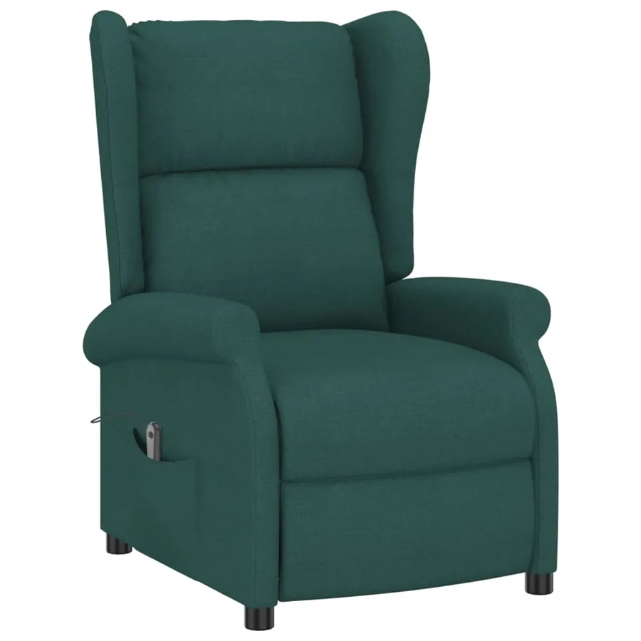 Fauteuil inclinable électrique à oreilles vert foncé tissu - 3