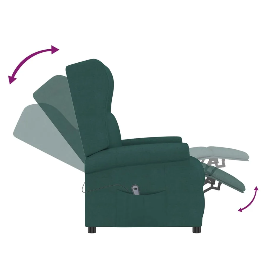 Fauteuil inclinable électrique à oreilles vert foncé tissu - 7
