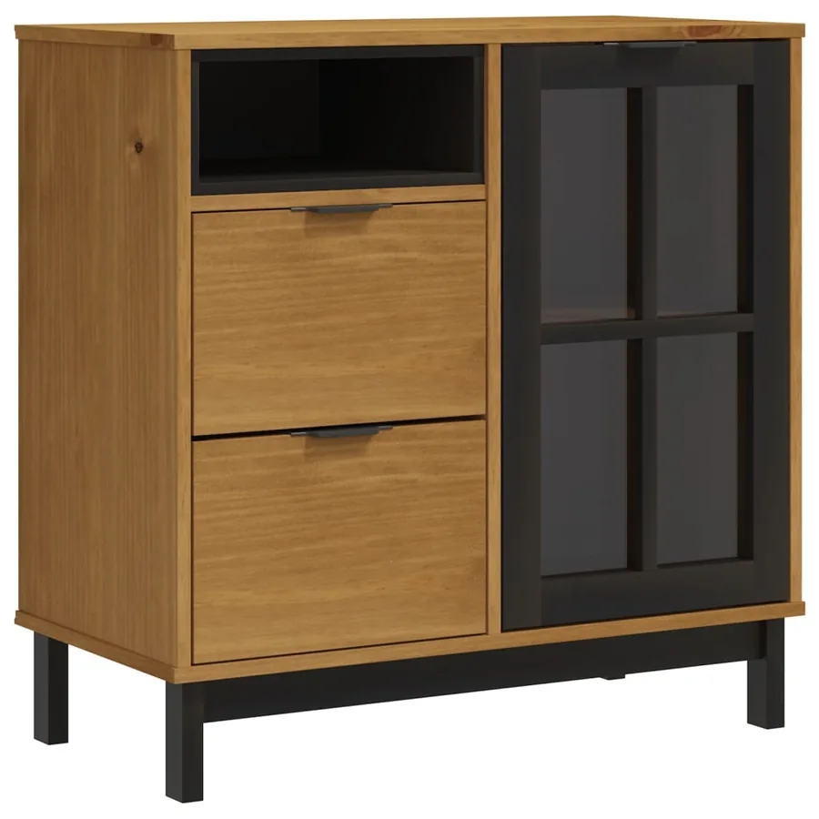 Buffet avec porte vitrée FLAM 80x40x80 cm bois massif de pin - 2