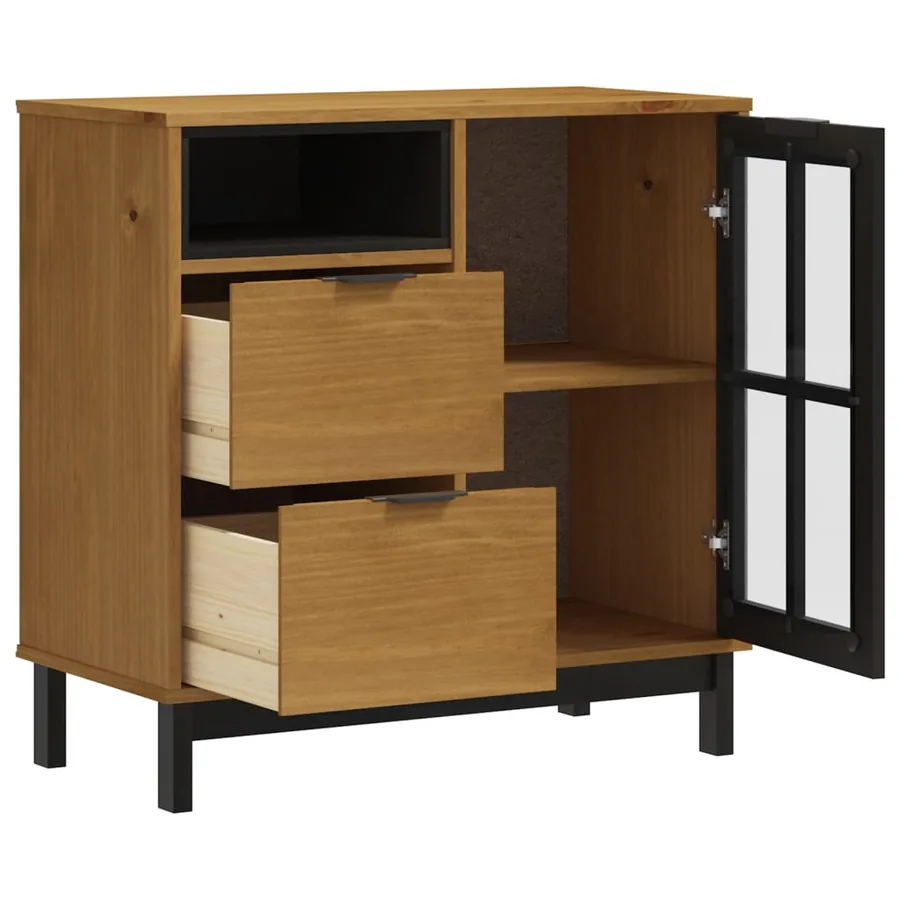 Buffet avec porte vitrée FLAM 80x40x80 cm bois massif de pin - 4