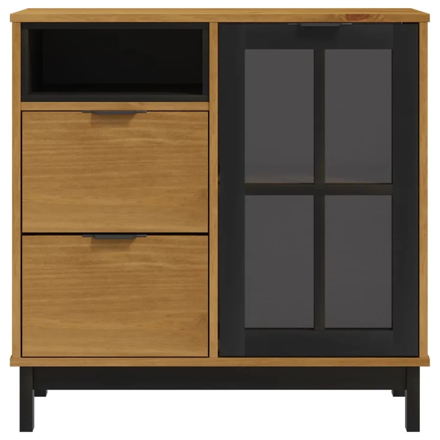 Buffet avec porte vitrée FLAM 80x40x80 cm bois massif de pin - 5