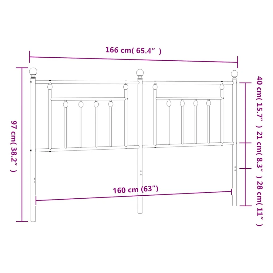 Tête de lit de remplacement métal noir 160 cm - 7