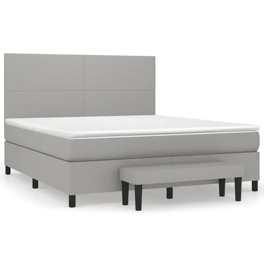 Sommier à lattes de lit avec matelas Gris clair 160x200cm Tissu - 2