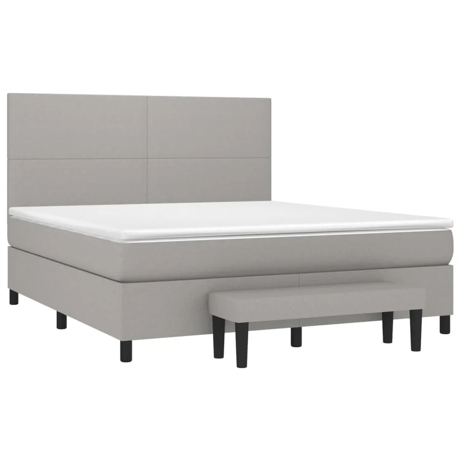 Sommier à lattes de lit avec matelas Gris clair 160x200cm Tissu - 3