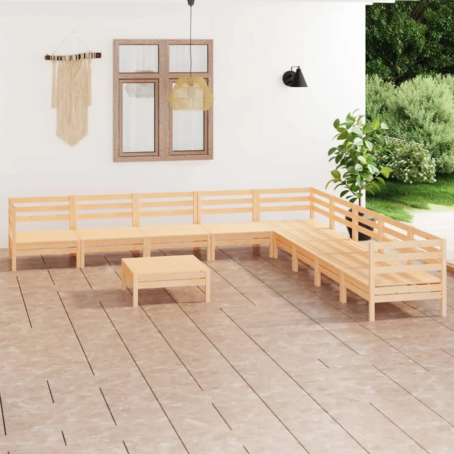 Salon de jardin 10 pcs Bois de pin massif