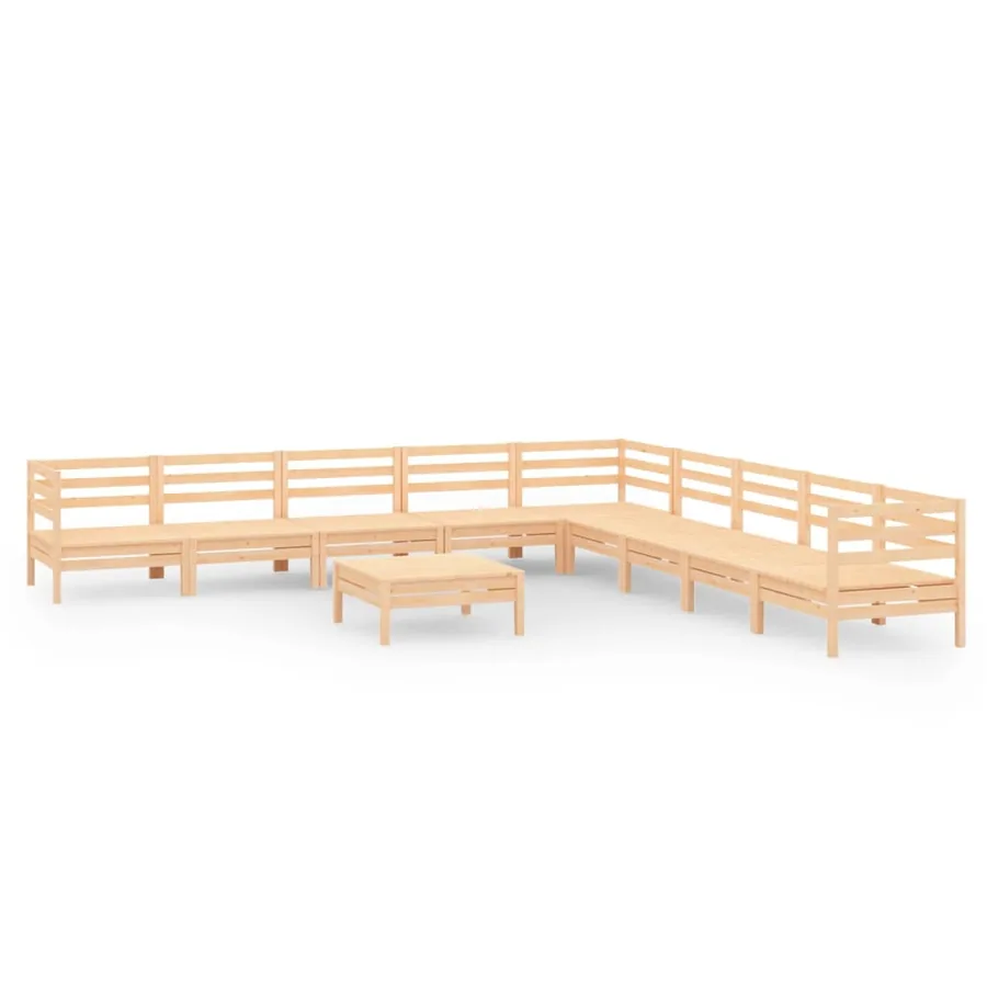 Salon de jardin 10 pcs Bois de pin massif - 2