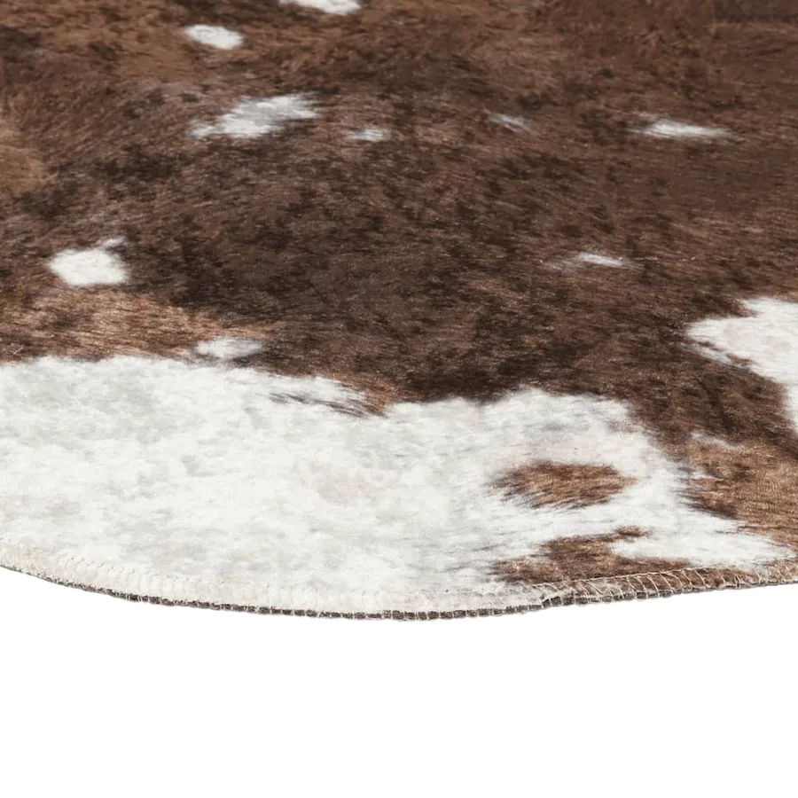Tapis marron et blanc motif vache lavable - 6