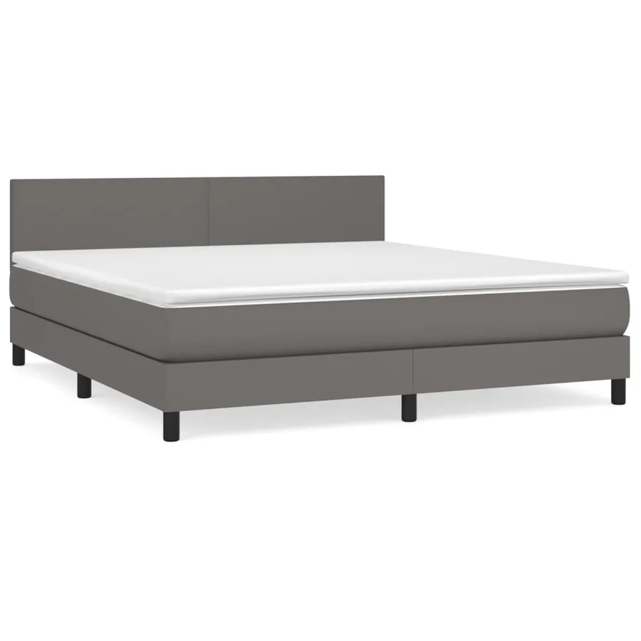 Sommier à lattes de lit avec matelas Gris 160x200 cm Similicuir - 2
