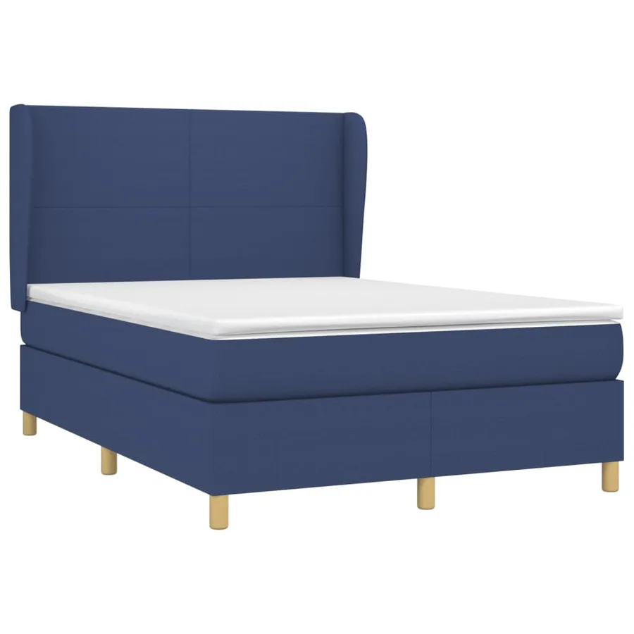 Sommier à lattes de lit avec matelas Bleu 140x200 cm Tissu - 3