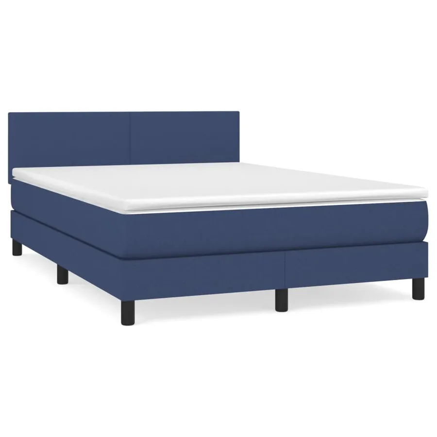 Sommier à lattes de lit avec matelas Bleu 140x200 cm Tissu - 2