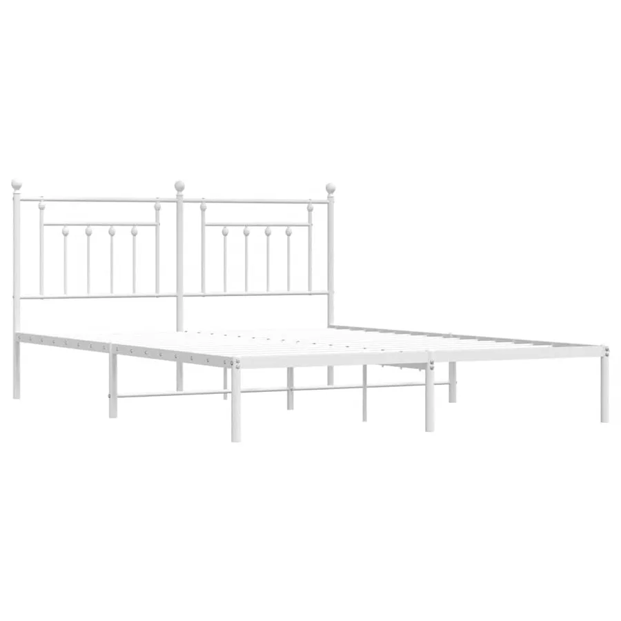 Cadre de lit métal sans matelas et tête de lit blanc 183x213 cm - 3