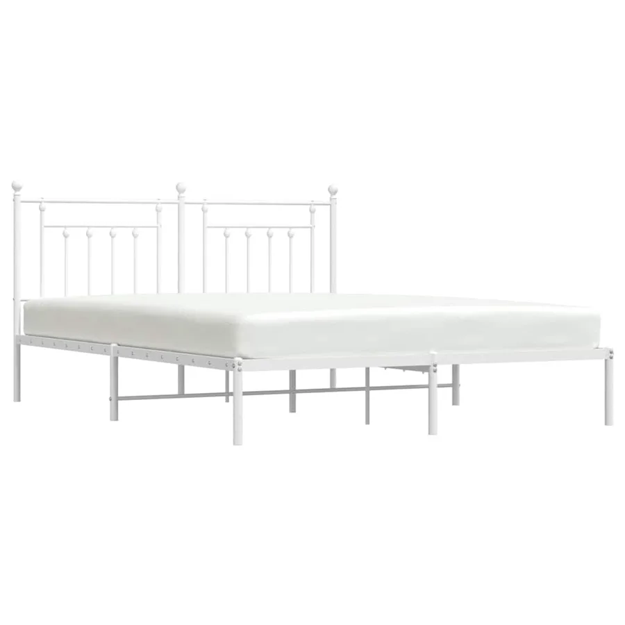Cadre de lit métal sans matelas et tête de lit blanc 183x213 cm - 5