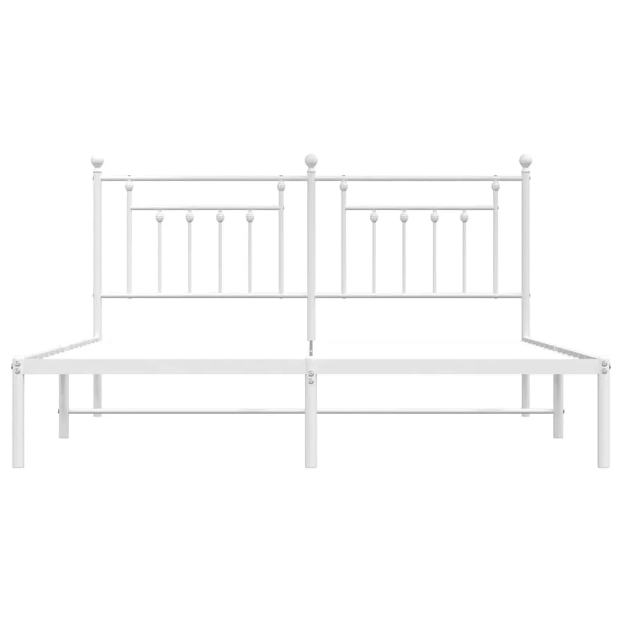 Cadre de lit métal sans matelas et tête de lit blanc 183x213 cm - 6