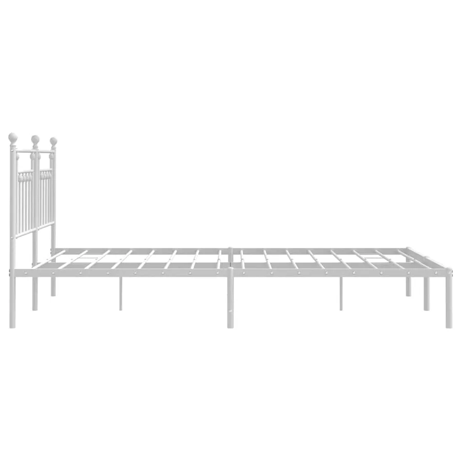 Cadre de lit métal sans matelas et tête de lit blanc 183x213 cm - 7