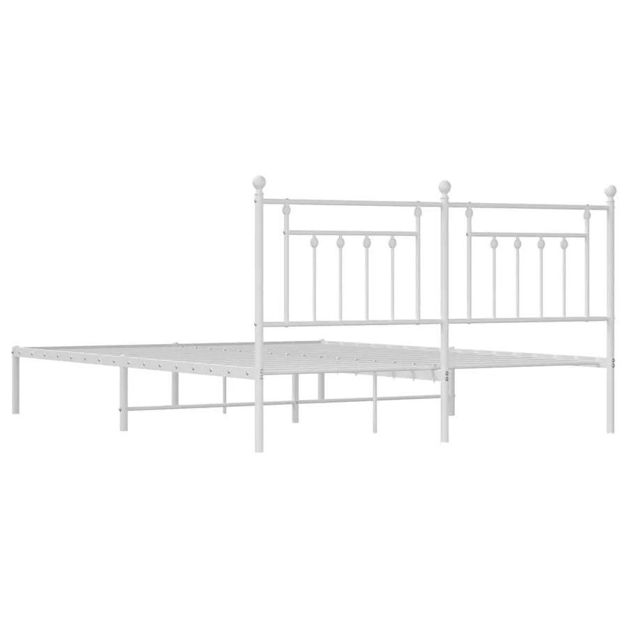 Cadre de lit métal sans matelas et tête de lit blanc 183x213 cm - 8