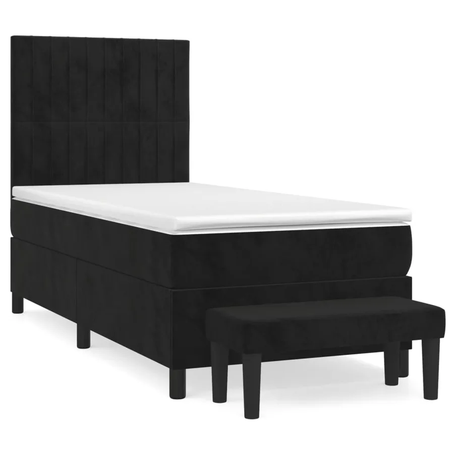 Sommier à lattes de lit et matelas Noir 80x200 cm Velours - 2