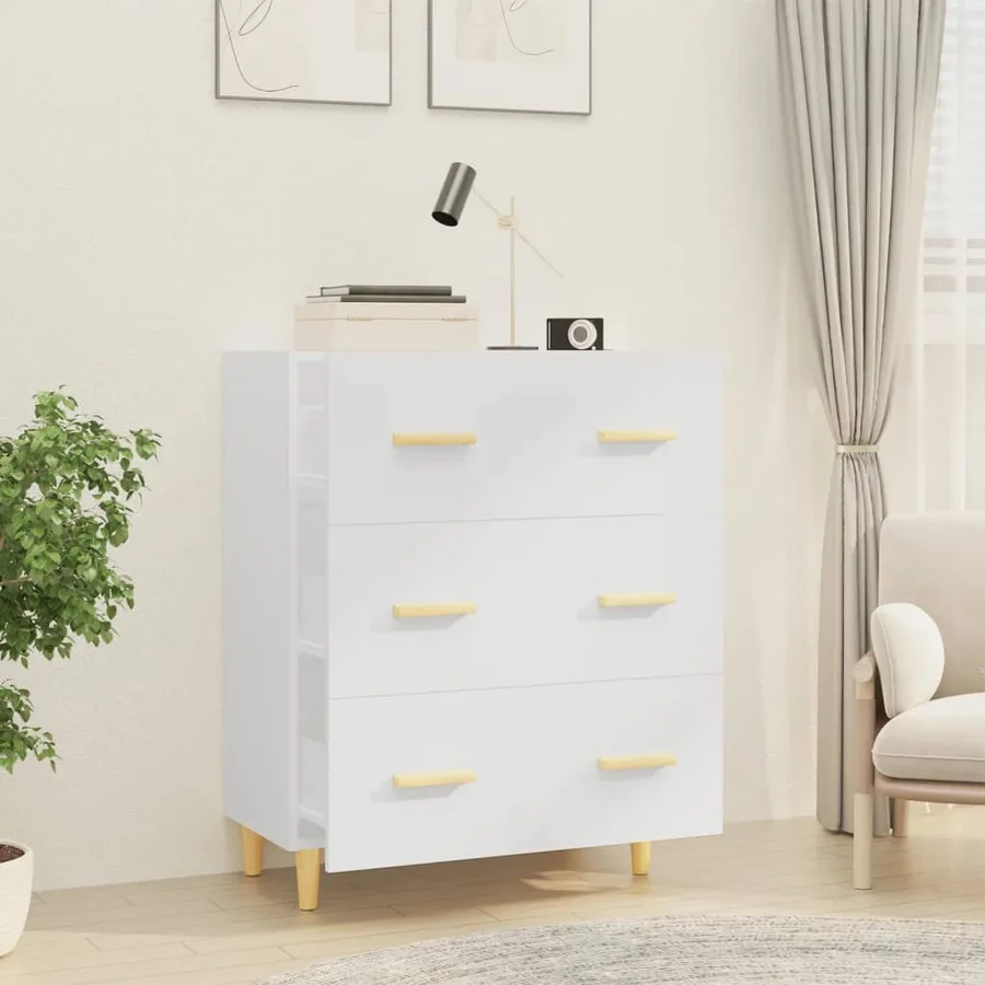 Buffet Blanc 70x34x90 cm Bois d'ingénierie - 6