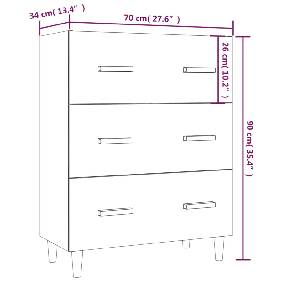Buffet Blanc 70x34x90 cm Bois d'ingénierie - 8