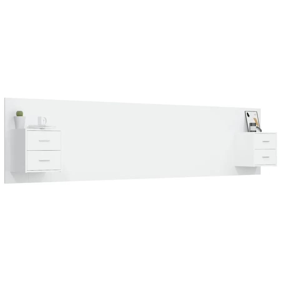 Tête de lit avec armoires Blanc Bois d'ingénierie - 3