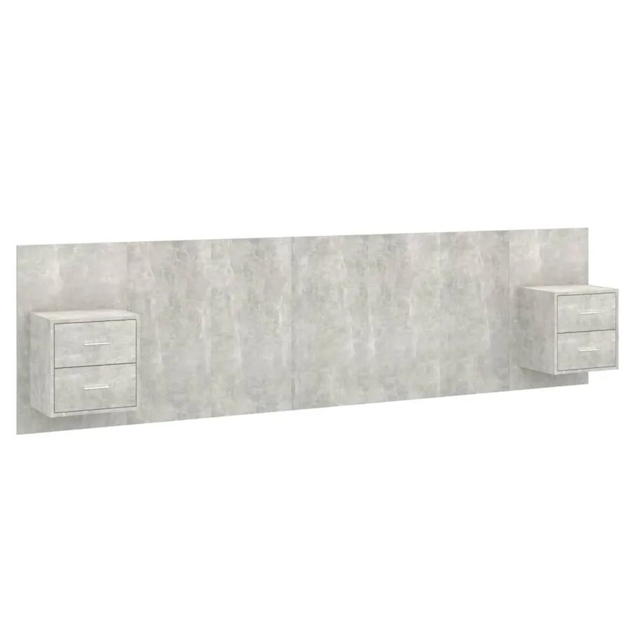 Tête de lit avec armoires Gris béton Bois d'ingénierie - 2