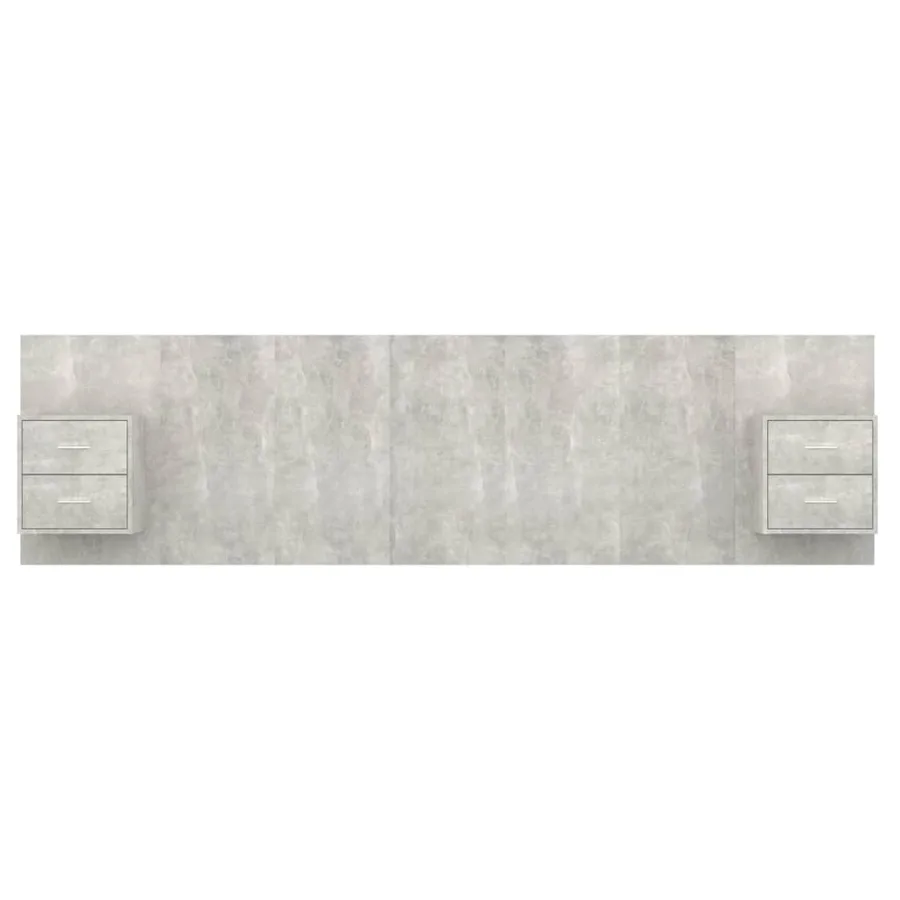 Tête de lit avec armoires Gris béton Bois d'ingénierie - 4